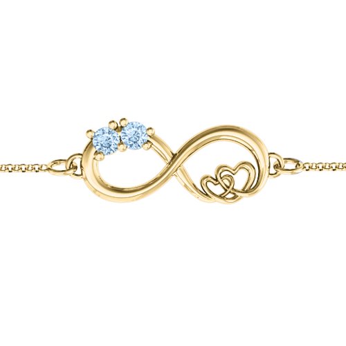 Double the Love Infinity Bracelet – 18K Gold Plated Silver with Aquamarine