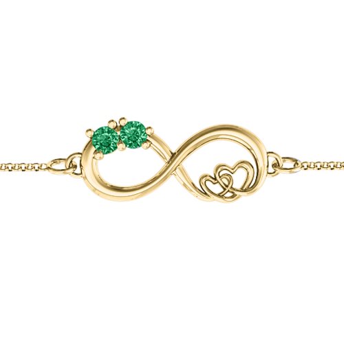 Double the Love Infinity Bracelet – 18K Gold Plated Silver with Emerald