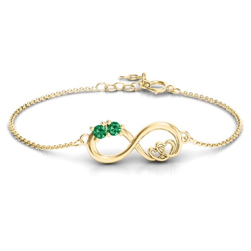 Double the Love Infinity Bracelet – 18K Gold Plated Silver with Emerald