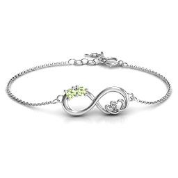 Double the Love Infinity Bracelet in 925 Sterling Silver with Peridot