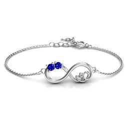 Double the Love Infinity Bracelet in 925 Sterling Silver with Blue Sapphire
