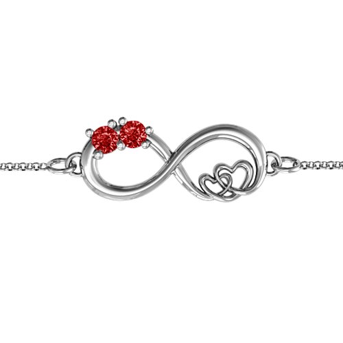 Double the Love Infinity Bracelet – Sterling Silver with Garnet
