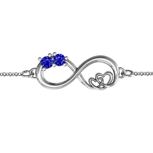 Double the Love Infinity Bracelet – Sterling Silver with Blue Sapphire