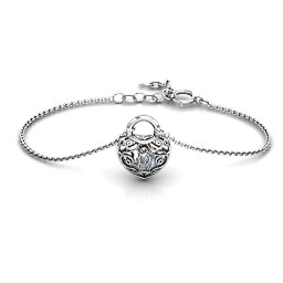 True Love's Lock Caged Bracelet in 925 Sterling Silver with Diamond