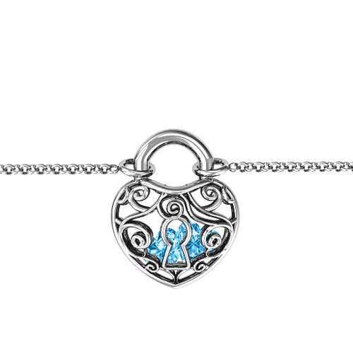 True Love's Lock Caged Bracelet – Sterling Silver with Blue Topaz