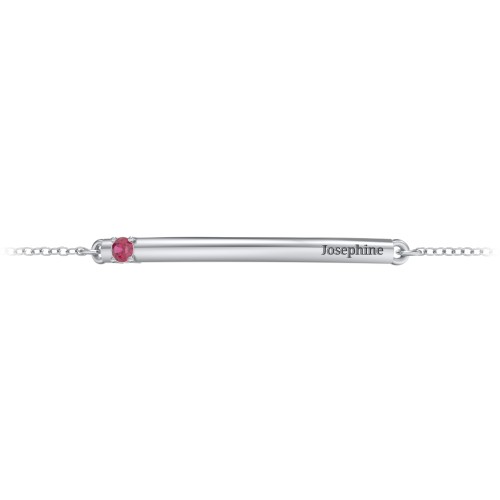 Engraveable Bar Bracelet with 1-5 Stones – Sterling Silver with Ruby