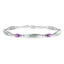 Engravable Family Bracelet with Marquise Birthstones (1-5 Stones)