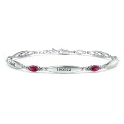 Engravable Family Bracelet with Marquise Birthstones (1-5 Stones)