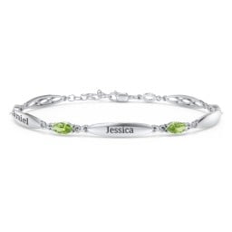 Engravable Family Bracelet with Marquise Birthstones (1-5 Stones)