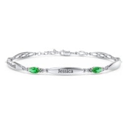 Engravable Family Bracelet with Marquise Birthstones (1-5 Stones)