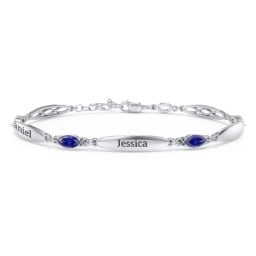 Engravable Family Bracelet with Marquise Birthstones (1-5 Stones)