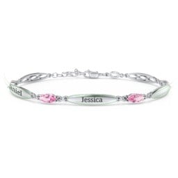 Engravable Family Bracelet with Marquise Birthstones (1-5 Stones)