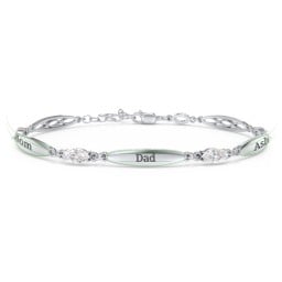 Engravable Family Bracelet with Marquise Birthstones (1-5 Stones)