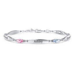 Engravable Family Bracelet with Marquise Birthstones (1-5 Stones)