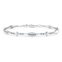 Engravable Modern Family Bracelet with Round Birthstones (1-5 Stones)