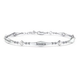 Engravable Modern Family Bracelet with Round Birthstones (1-5 Stones)