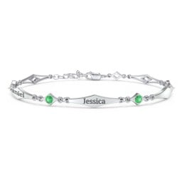 Engravable Modern Family Bracelet with Round Birthstones (1-5 Stones)