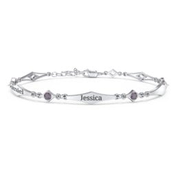 Engravable Modern Family Bracelet with Round Birthstones (1-5 Stones)