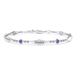 Engravable Modern Family Bracelet with Round Birthstones (1-5 Stones)