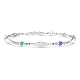 Engravable Modern Family Bracelet with Round Birthstones (1-5 Stones)