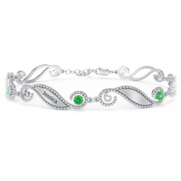 Engravable Beaded Family Bracelet with Round Birthstones (1-6 Stones)