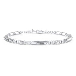 Engravable Classic Family Bracelet with Round Birthstones (1-5 Stones)