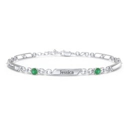 Engravable Classic Family Bracelet with Round Birthstones (1-5 Stones)