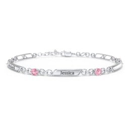 Engravable Classic Family Bracelet with Round Birthstones (1-5 Stones)
