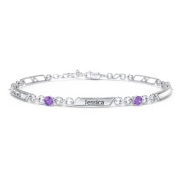 Engravable Classic Family Bracelet with Round Birthstones (1-5 Stones)