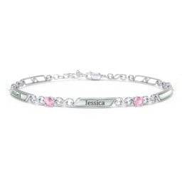 Engravable Classic Family Bracelet with Round Birthstones (1-5 Stones)