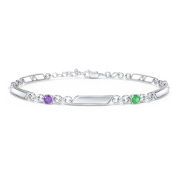 Engravable Classic Family Bracelet with Round Birthstones (1-5 Stones)