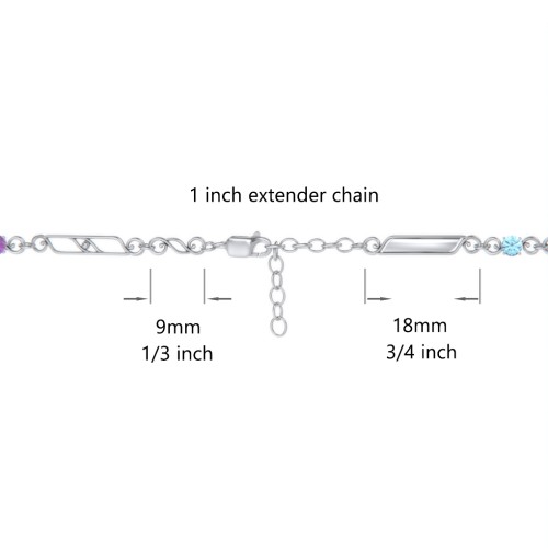 Engravable Classic Family Bracelet with Round Birthstones (1-5 Stones)