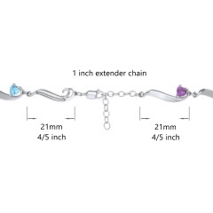 Engravable Milgrain Family Bracelet with Heart Birthstones (1-7 Stones)