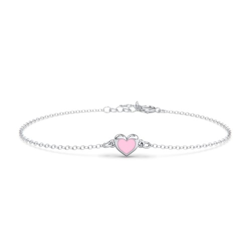 Heart Bracelet with Cold Enamel – Sterling Silver