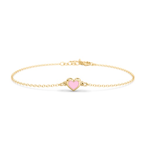 Heart Bracelet with Cold Enamel – 10K Yellow Gold