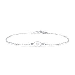 Evil Eye Bracelet with Accent Stone and Cold Enamel in 925 Sterling Silver with Lab Diamond