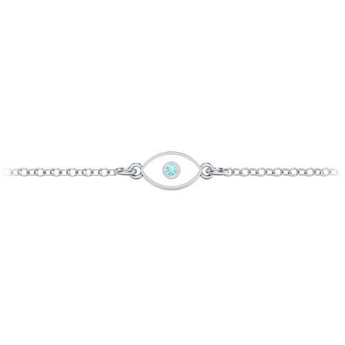 Evil Eye Bracelet with Accent Stone and Cold Enamel – Sterling Silver with Mint Premium Zirconia