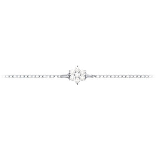 Flower Cluster Bracelet – Sterling Silver with Diamond