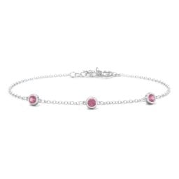 Bezel-Set Round Stone Station Bracelet