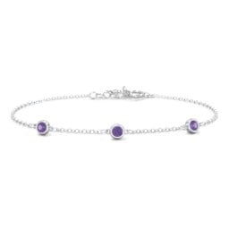 Bezel-Set Round Stone Station Bracelet