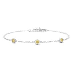 Bezel-Set Round Stone Station Bracelet