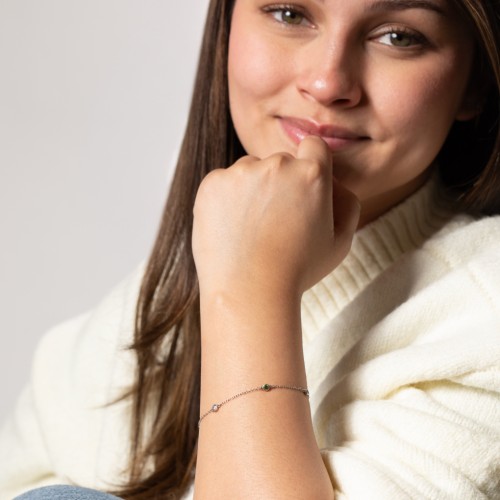 Bezel-Set Round Stone Station Bracelet