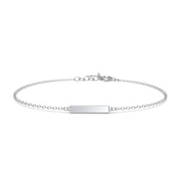 Engravable Thin Bar Bracelet in 925 Sterling Silver