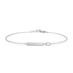 Engravable Bar Bracelet with Bezel Set Stone