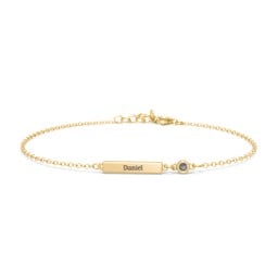 Engravable Bar Bracelet with Bezel Set Stone