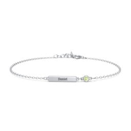 Engravable Bar Bracelet with Bezel Set Stone