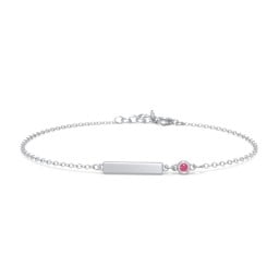 Engravable Bar Bracelet with Bezel Set Stone
