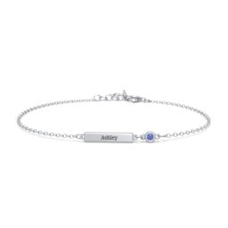Engravable Bar Bracelet with Bezel Set Stone