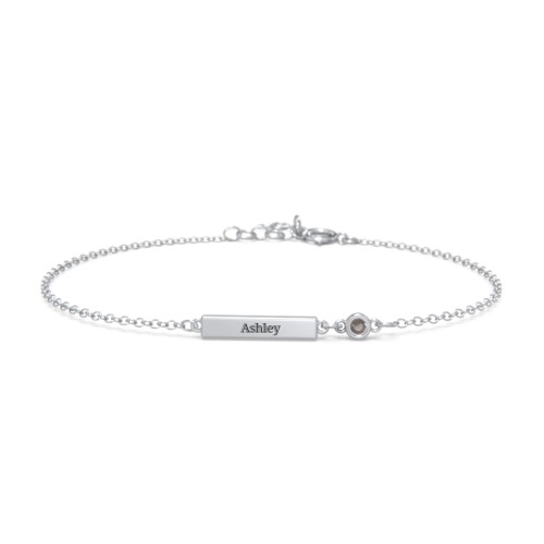 Engravable Bar Bracelet with Bezel Set Stone