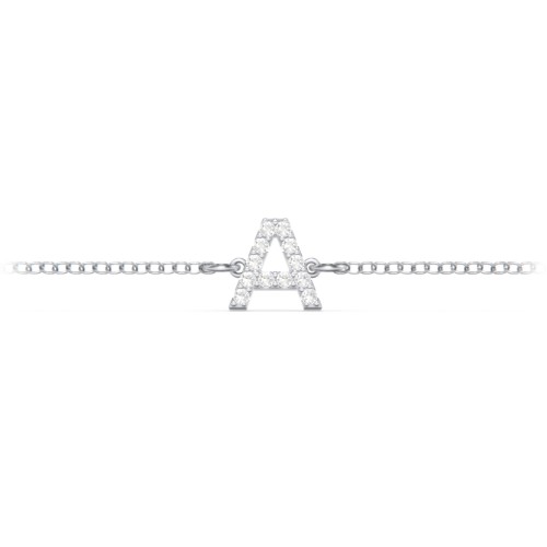 Pavé Initial Bracelet - A – Sterling Silver with Diamond
